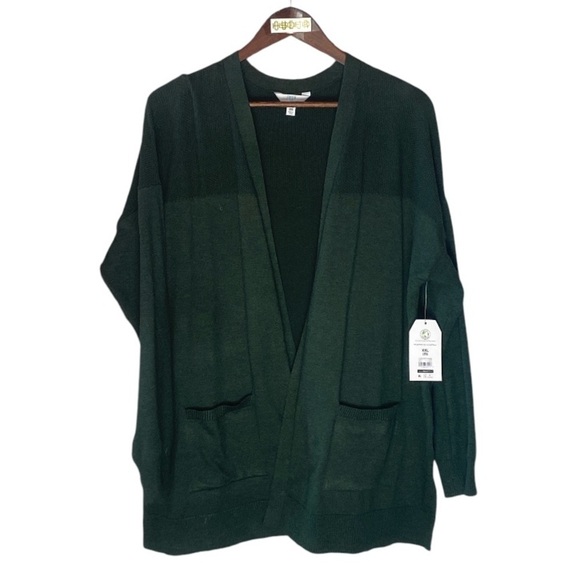 TIME N TRU dark green open front cardigan // XXL - Picture 1 of 12
